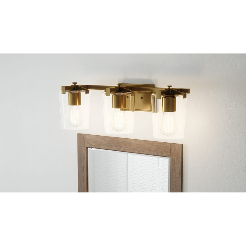 Perry 3-Light Weathered Brass Vanity Light - Weathered Brass - 23.5