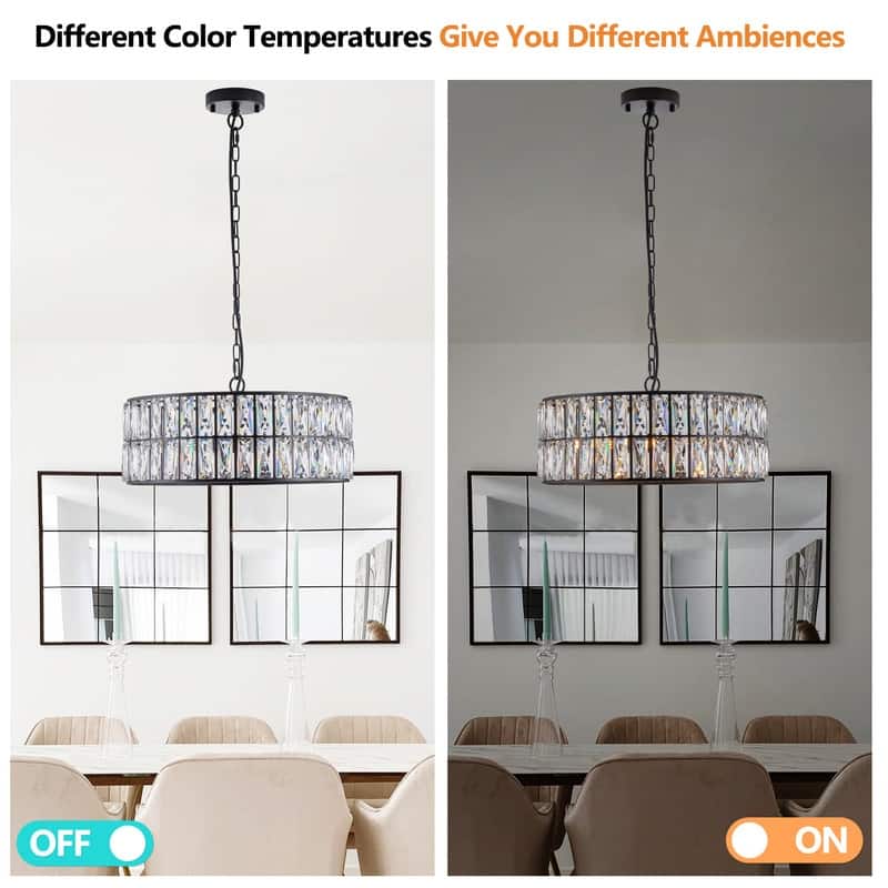 18" 6-Light Modern Crystal Drum Chandelier