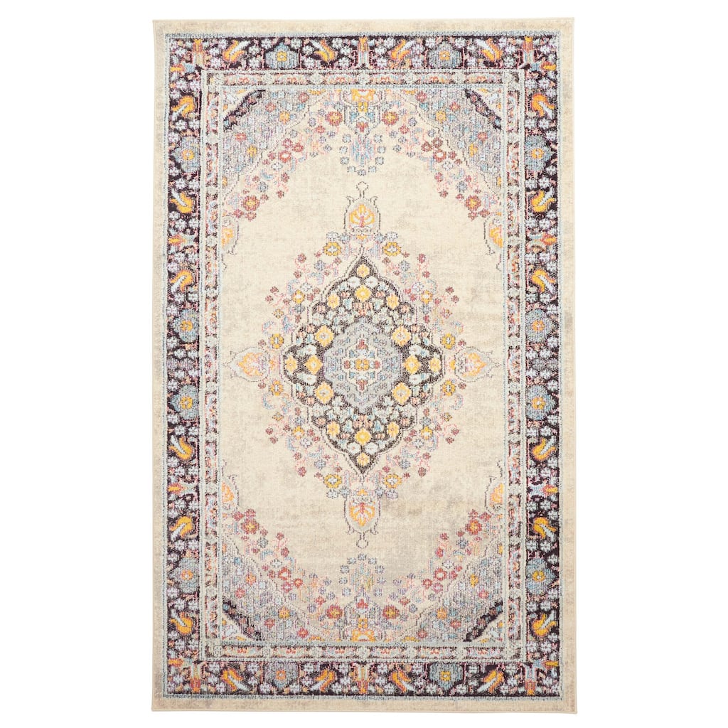 ECARPETGALLERY Machine Made Lea Ivory Area Rug