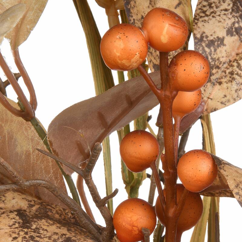 National Tree Company Artificial Autumn Bouquet with Gourds, Berry Clusters, Pine Cones, Assorted Leaves, Set of 2, 28 Inches