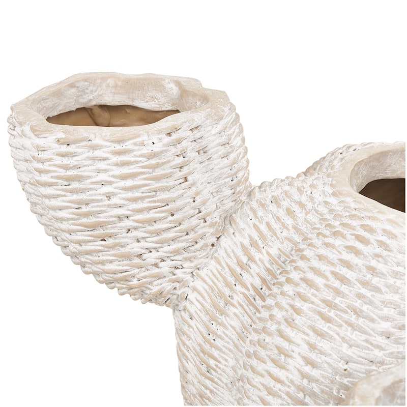 Resin Cactus Wide Textured Indoor Outdoor Planter - Cream - Roche River Decor