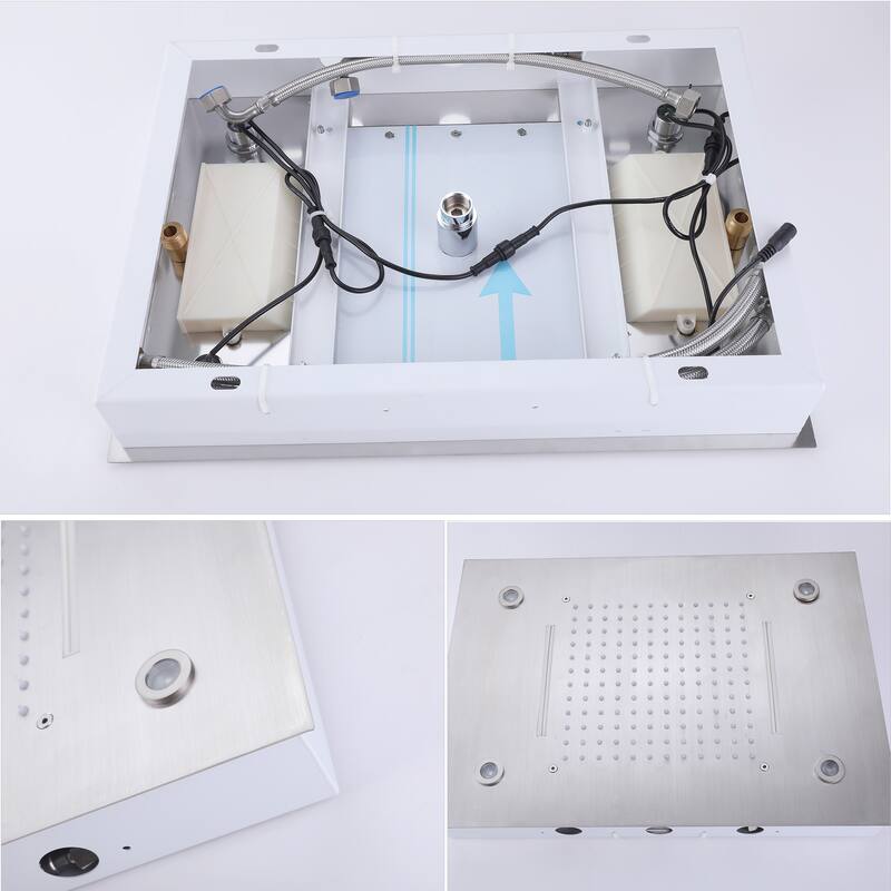 Ceiling LED 4-Way 3-Jet Complete Rain and Waterfall Shower System With Rough-in Valve
