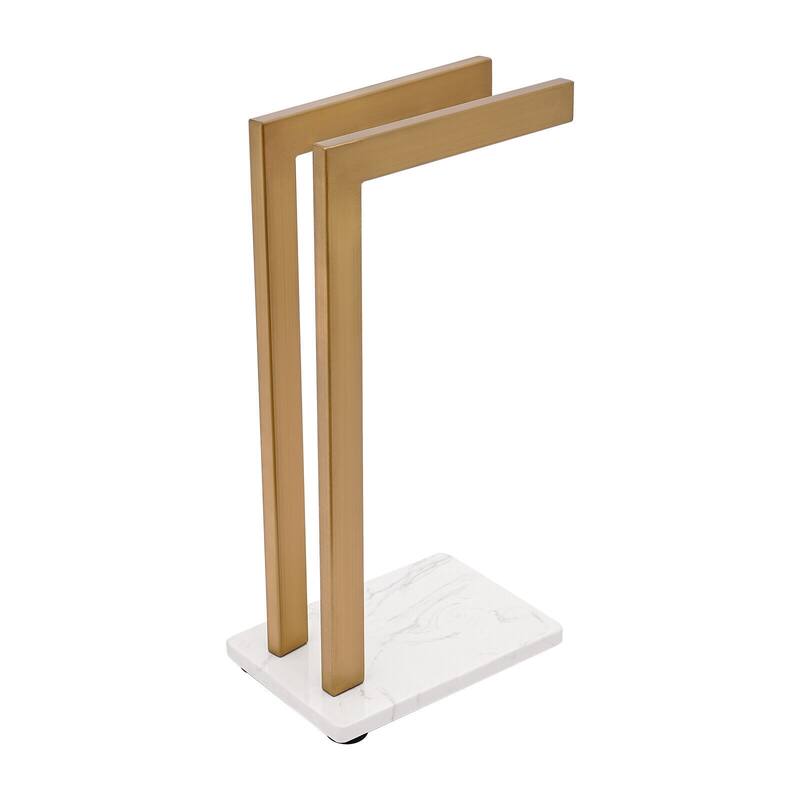 Golden Vertical Towel Rack with Marble Base & Stainless Steel Stand