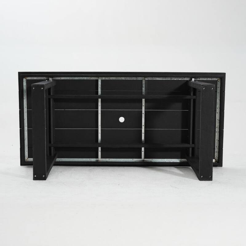 67" HDPE Outdoor Dining & Meeting Table, Weather-Resistant, Seats 6, Space-Saving Chair Slide-In