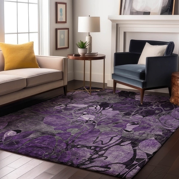 【B】ラグ Premium Washable Super Soft Abstract Floral Mayfield Rug - On Sale