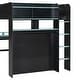 preview thumbnail 12 of 43, Full Size Wood Bunk Bed with Height-Adjustable Desk, Wardrobe, Ample Storage Space and RGB Light