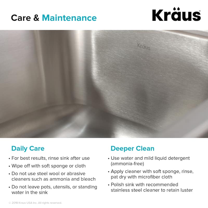 Kraus 15-1/8" Undermount Single Bowl 18 Gauge Stainless Steel Kitchen