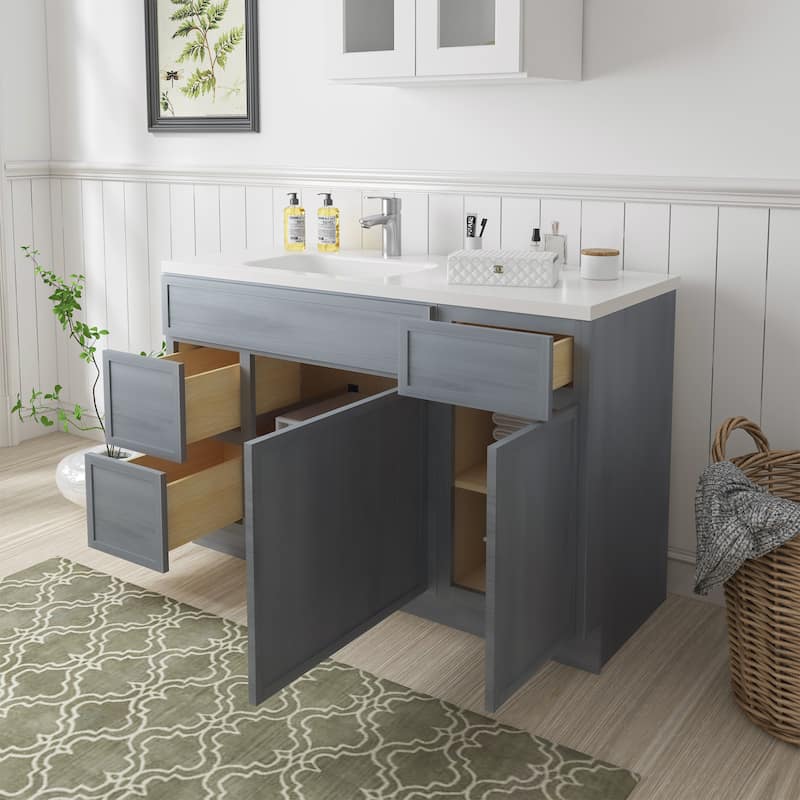 Vanity Art 51" Birch Freestanding Bathroom Vanity Cabinet without Top