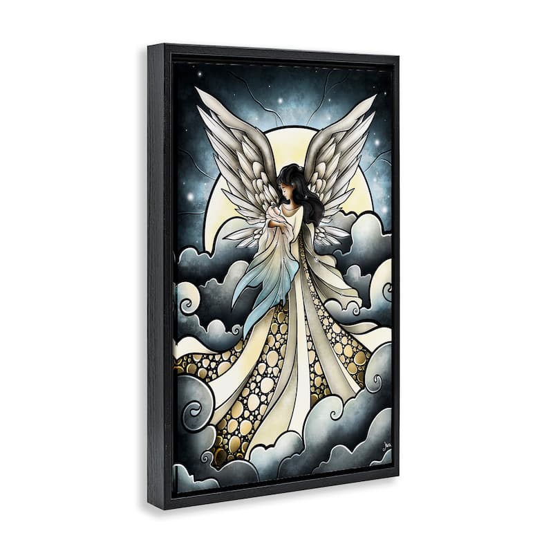 Stupell Classic Angel & Baby in Clouds Framed Floater Canvas Wall Art Design By Mandie Manzano