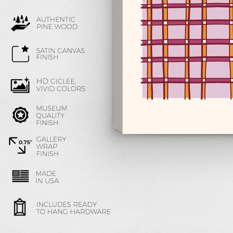 Wynwood Studio Canvas Abstract Tartan Pattern Purple and Lilac Wall Art Canvas Print