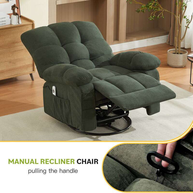 Massage Recliner Chair with Vibration and Lumbar Heating 350LB Capacity Swivel Rocker