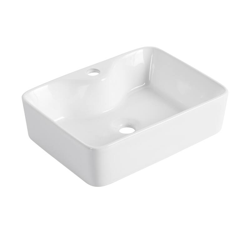Ceramic Rectangular Above Counter White Bathroom Sink Art Basin