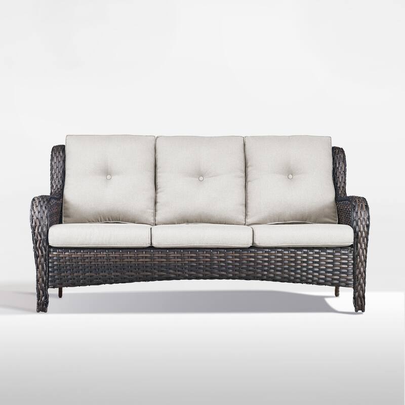 Outdoor 3-Piece Wicker Sofa Set with Ottoman