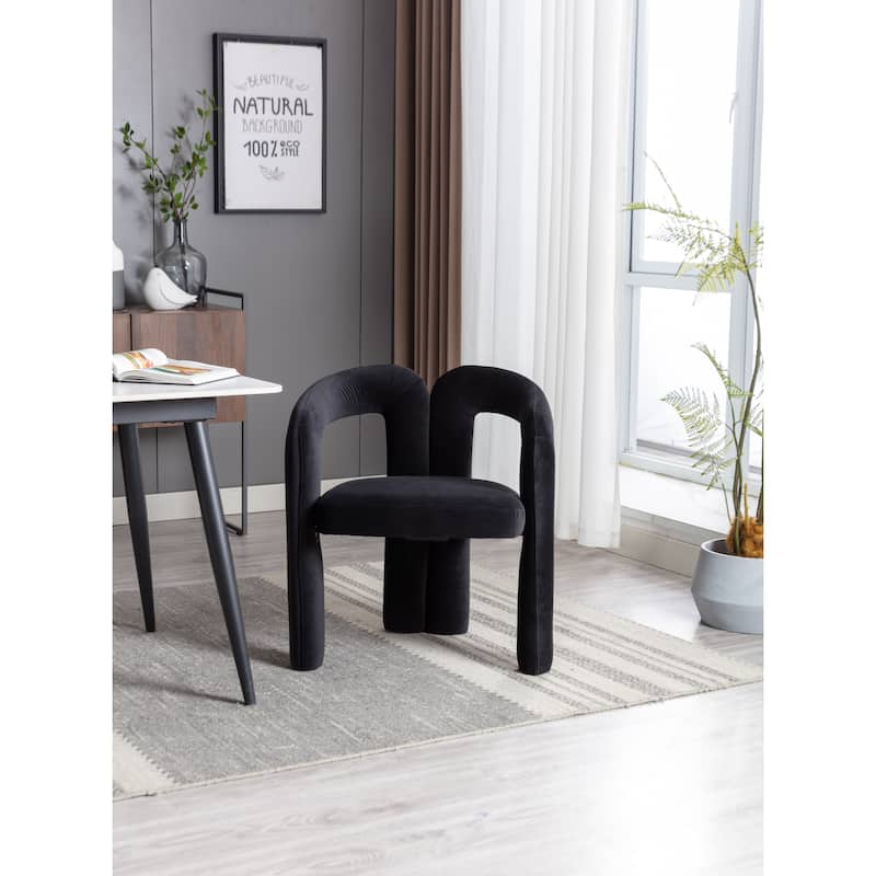 Contemporary Designed Velvet Fabric Upholstered Accent Chair Barrel Side Chairs Kitchen Armchair for Living Room set of 2