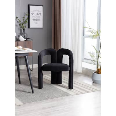 Set of 2 Black Velvet Fabric Upholstered Armchair Dining Chair Barrel Side Chairs Accent Chair for Living Room Bedroom Kitchen