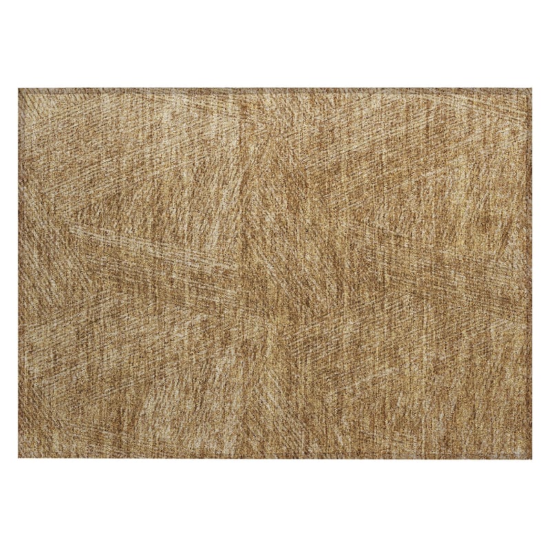 Machine Washable Indoor/ Outdoor Solid Geo Chantille Rug