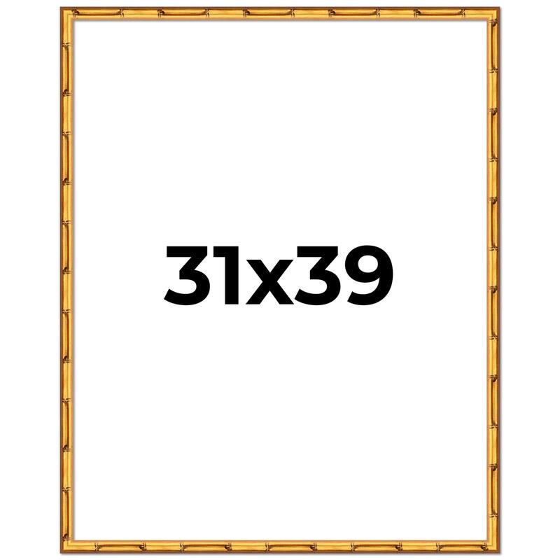 31x39 Frame Gold Bamboo Picture Frame Modern Photo Frame Includes UV Acrylic Shatter Guard Front Acid Free Foam Backing Board