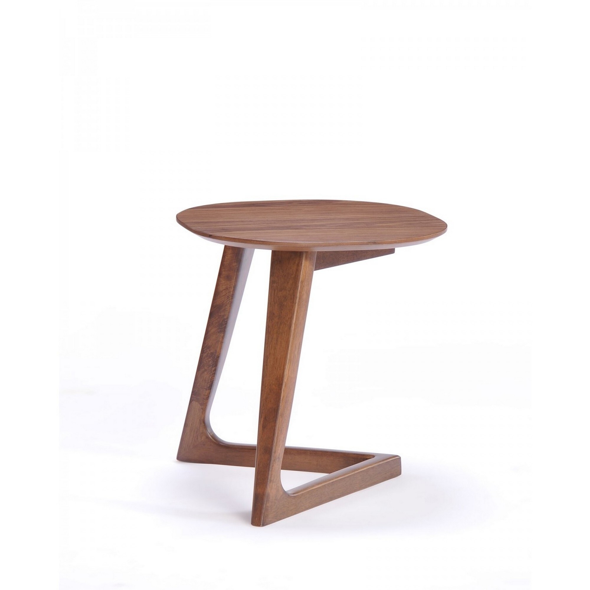 19 Inch Modern Style Wooden End Table, Clean V Shape Base, Brown