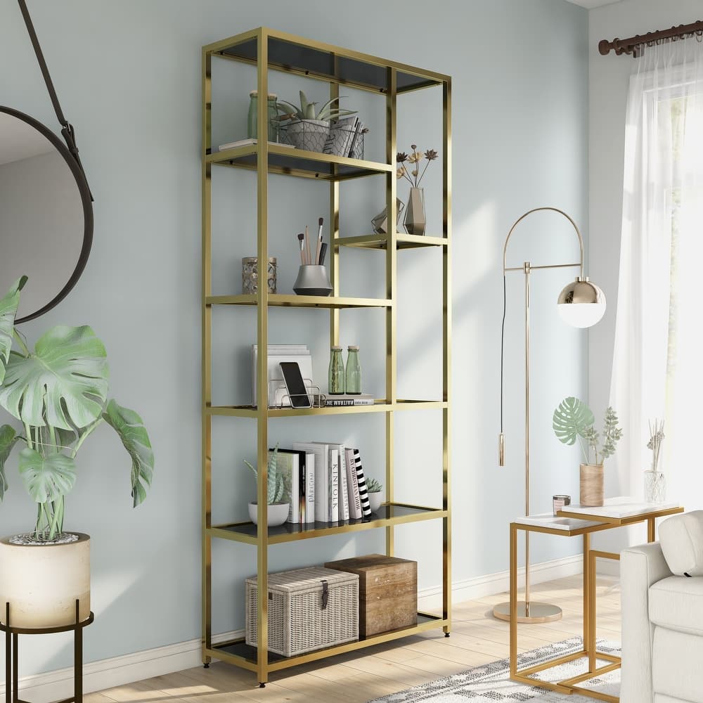 Molle Contemporary 7-Shelf Metal Open Back Bookcase by Furniture of America