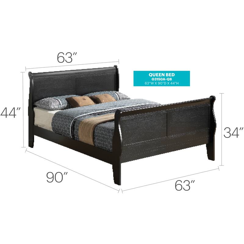 Black Traditional Bed Frame with Sturdy Construction