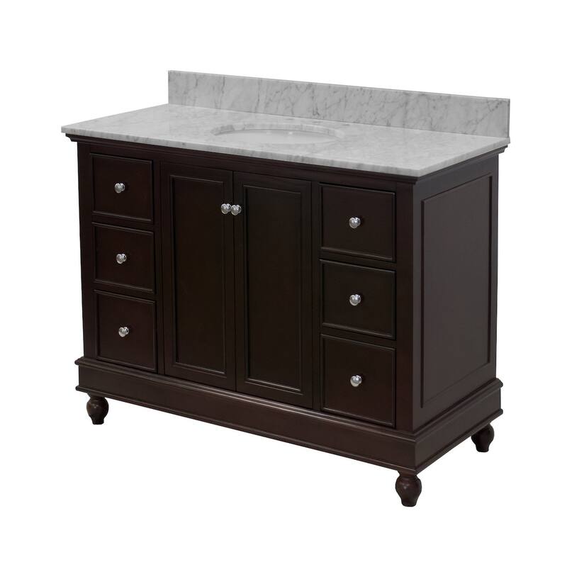 KitchenBathCollection Bella 48" Bathroom Vanity with Carrara Marble Top