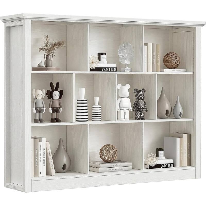 7/10 Cube Bookcase Organizer with Backpanel, 50" Wooden Storage Book Shelf for Living Room, Bedroom, Home Office, Kids Room