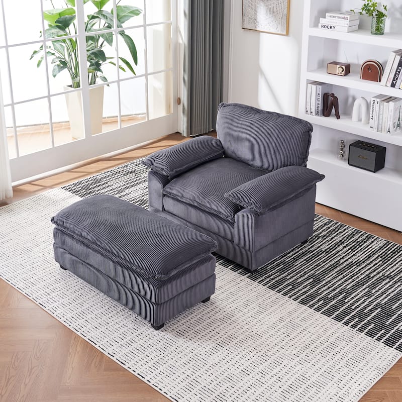 Corduroy Single Sofa With 2 Pillows