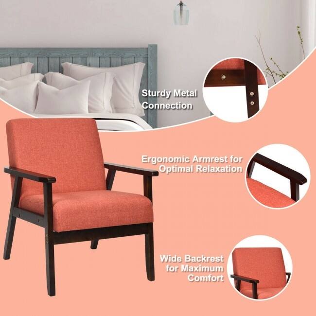 Mid-Century Retro Fabric Accent Armchair for Living Room Comfort and Style