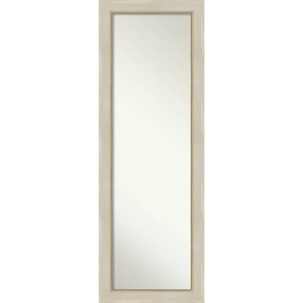 Non-Beveled Wood Full Length On The Door Mirror - Parthenon Frame - Parthenon Cream - Outer Size: 18 x 52 in