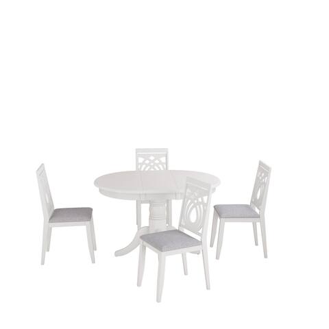 Dining Table Set, Round Kitchen Set with 4 Upholstered Dining Chairs