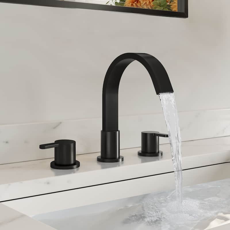 3-hole installation widespread bathroom faucet with dual lever handles
