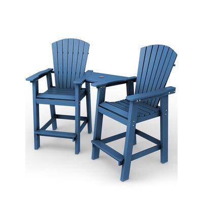 Outdoor Tall Adirondack Chair Set of 2 with Connecting Tray