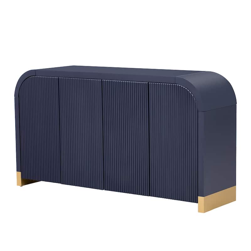 Curved Corner Storage Sideboard Cabinet - Wooden Buffet Cabinet with Adjustable Shelves