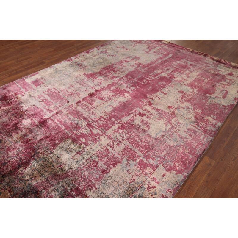 Contemporary Abstract Indian Area Rug Handmade Wool Carpet - 6'6"x 9'9"