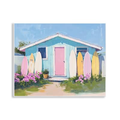Stupell Cabin with Pastel Surfboards Wall Plaque Art Design By Arlington Prints
