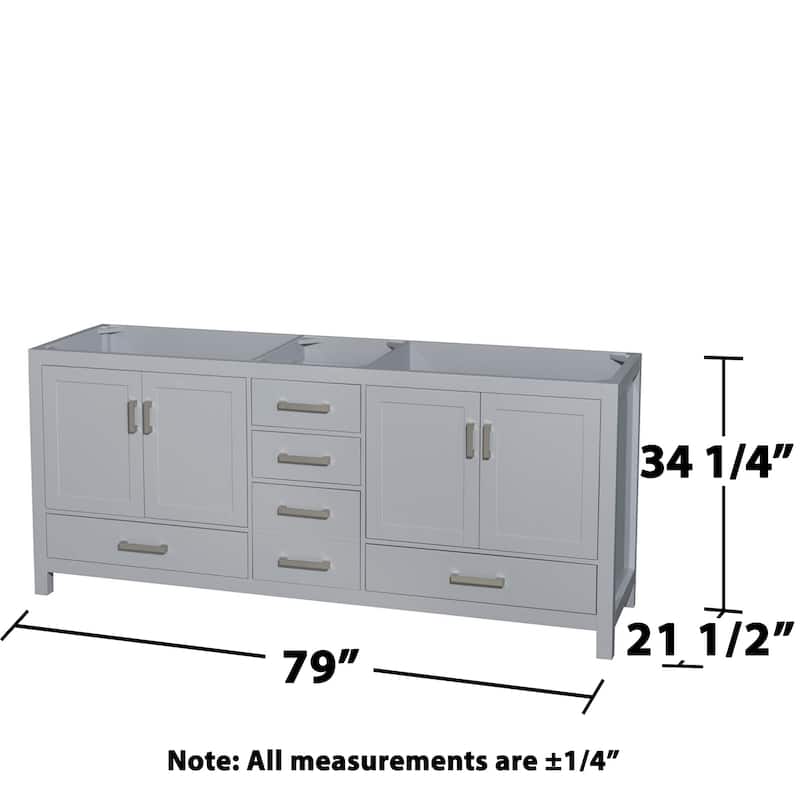 Wyndham Collection Sheffield 80" Hardwood Vanity Cabinet and Two 24"