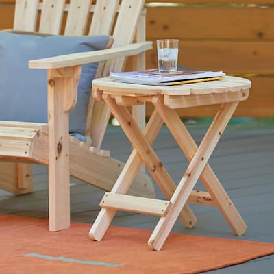 Remedy 19" Assembled Cedar Wood Round Collapsible Folding Table