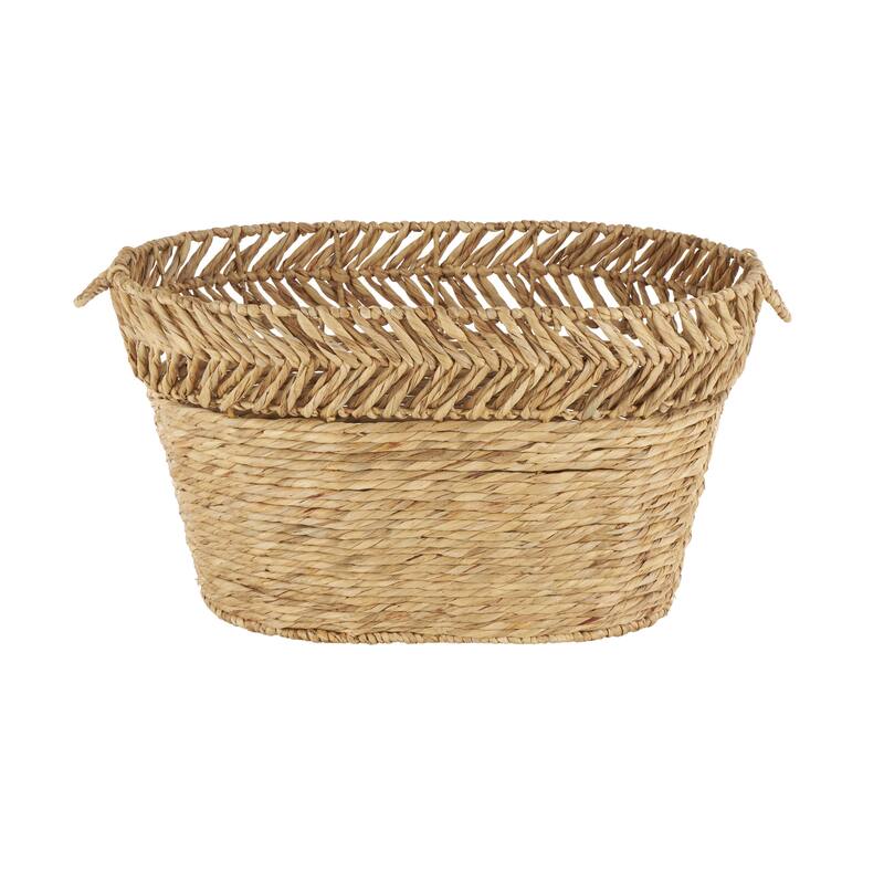 Seagrass Handmade Large Woven Oval Decorative and Functional Storage Basket - Brown - Roche River Decor