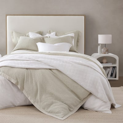 HiEnd Accents Stonewashed Cotton Waffle Weave Traditional Bedding 3 Piece Duvet Cover Set