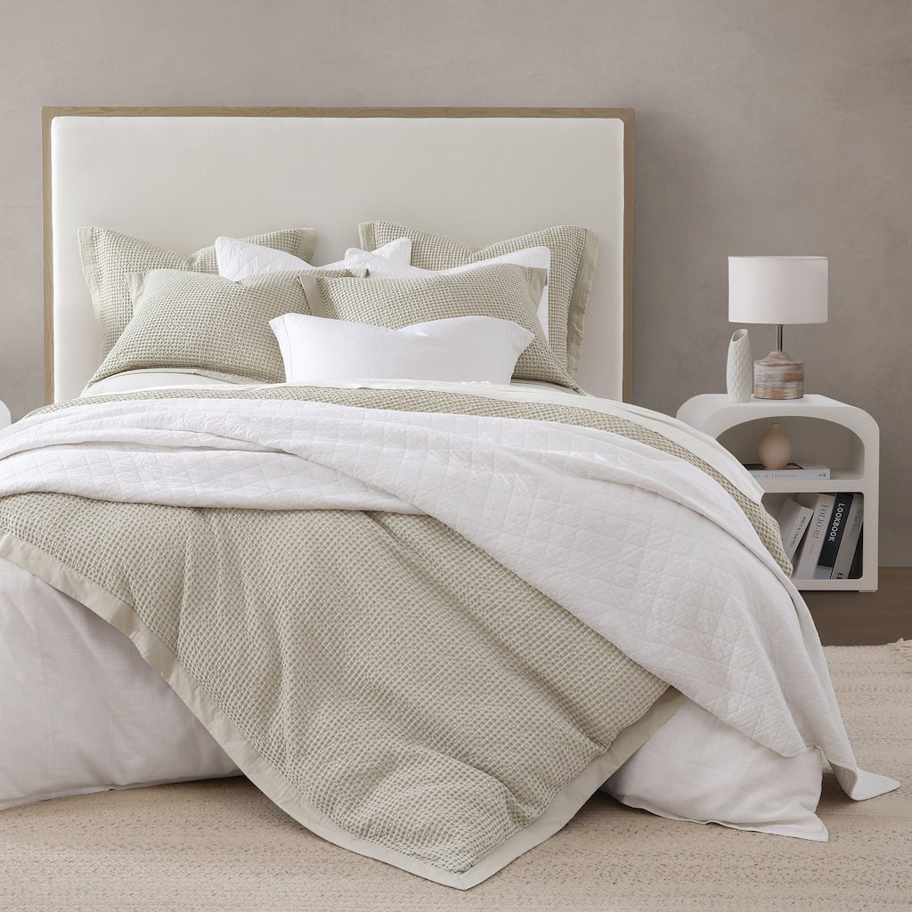 HiEnd Accents Stonewashed Cotton Waffle Weave Traditional Bedding 3 Piece Duvet Cover Set