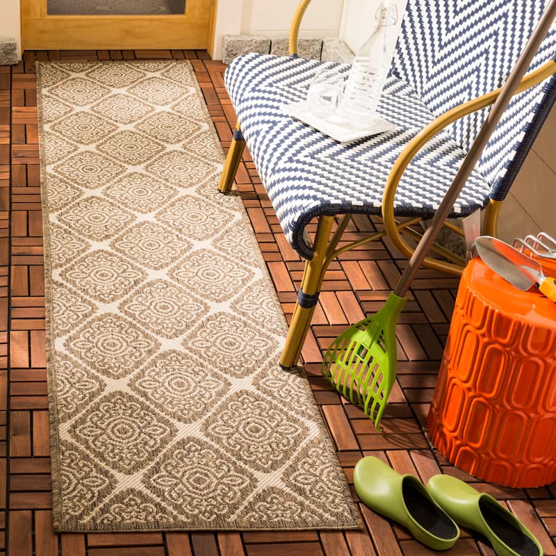 SAFAVIEH Beach House Phyllis Indoor/ Outdoor Waterproof Patio Backyard Rug - 2'2" x 8' Runner - Cream/Beige