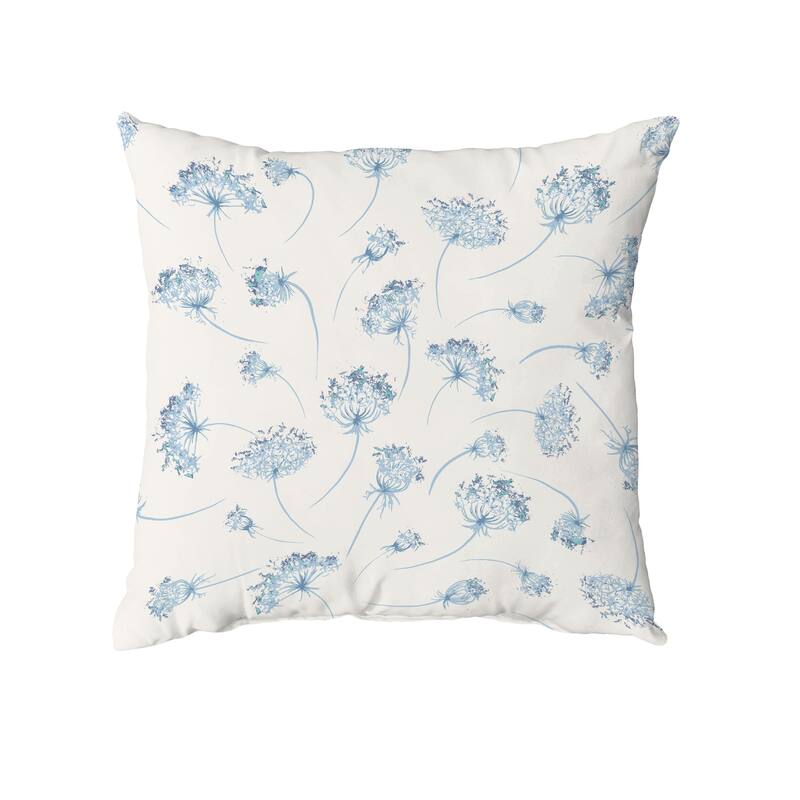Wishing Flowers Throw Pillow - 18" x 18" - Blue