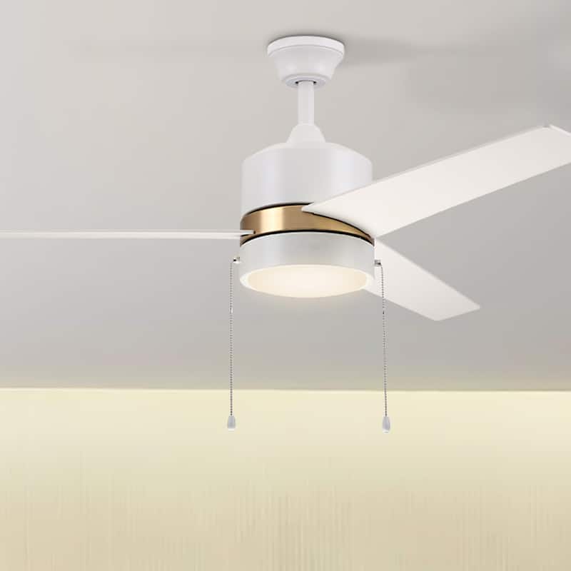 CARRO Abraxas 52" 3-Blade Indoor Ceiling Fan With LED Light -Pull Chain - White/Gold
