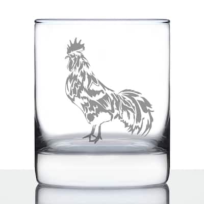 Rooster - Whiskey Rocks Glass - Chicken Gifts & Decor - 10.25 Ounce