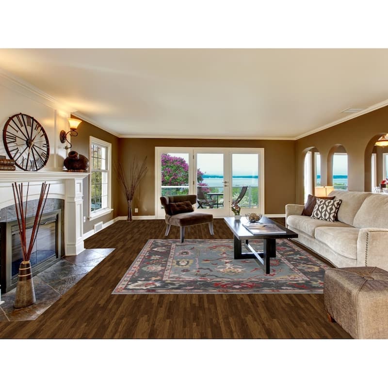 Blue Oushak Area Rug Handmade Oriental Wool Carpet - 8'1"x 9'10"