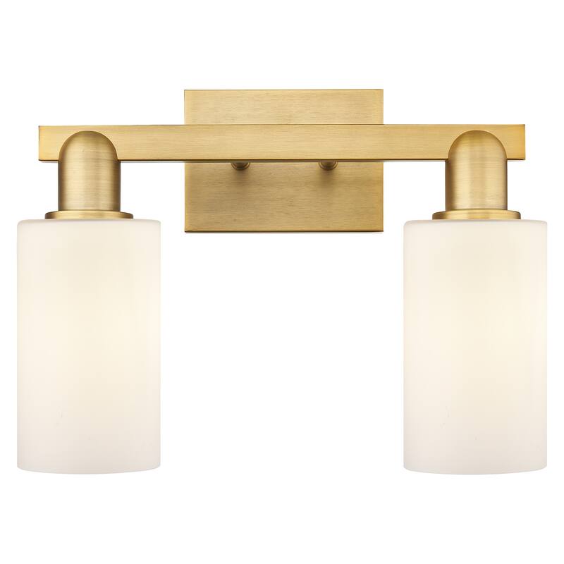 Innovations Lighting 716-2W-11-15 Clymer Vanity Clymer 2 Light 15" - Brushed Brass / Matte White
