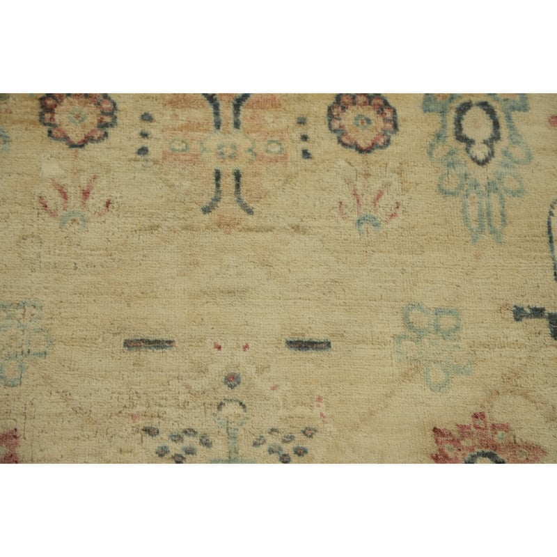 Hand Knotted Traditional Wool Beige Geometric Area Rug - 9' 9'' X 8' 3''