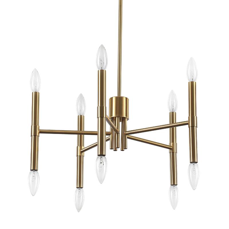 10 - Light Modern candle Chandelier with Adjustable Height, Sleek Linear Design for Dining Room, Living Room