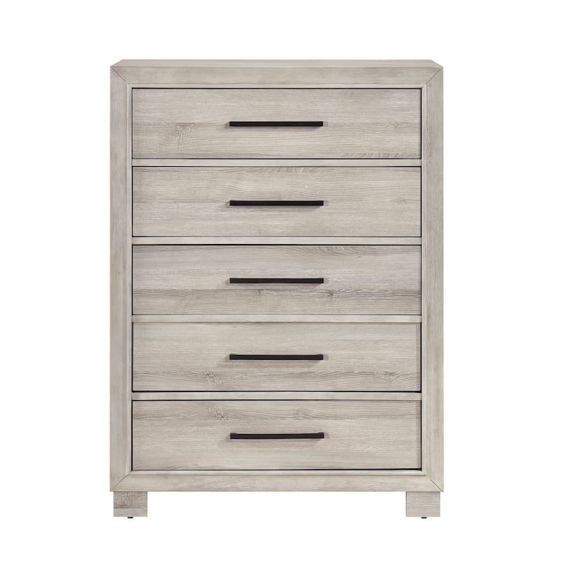 Modern Style Furniture Bedroom Set Gray Finish Bed Nightstand Chest Dresser Mirror