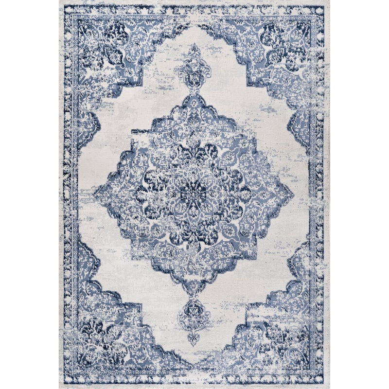 JONATHAN Y Rosalia Ornate Medallion Modern Area Rug - 5 X 8 - Light Blue/Ivory